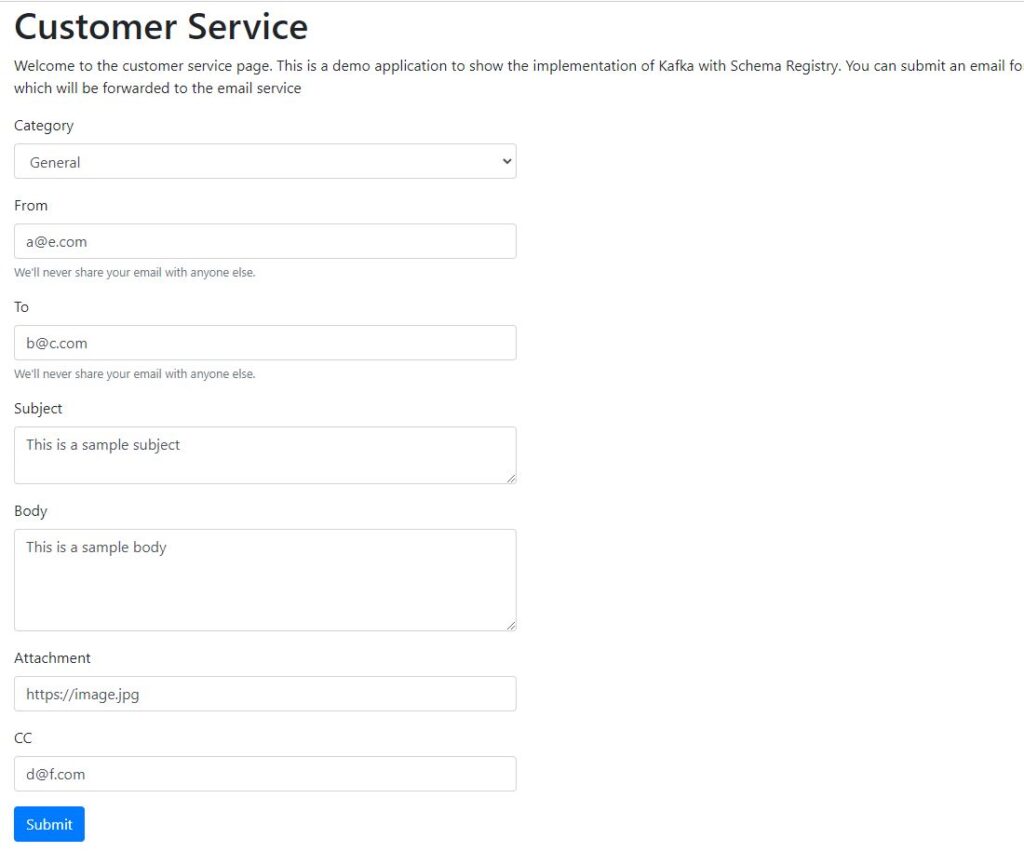 customer service interface